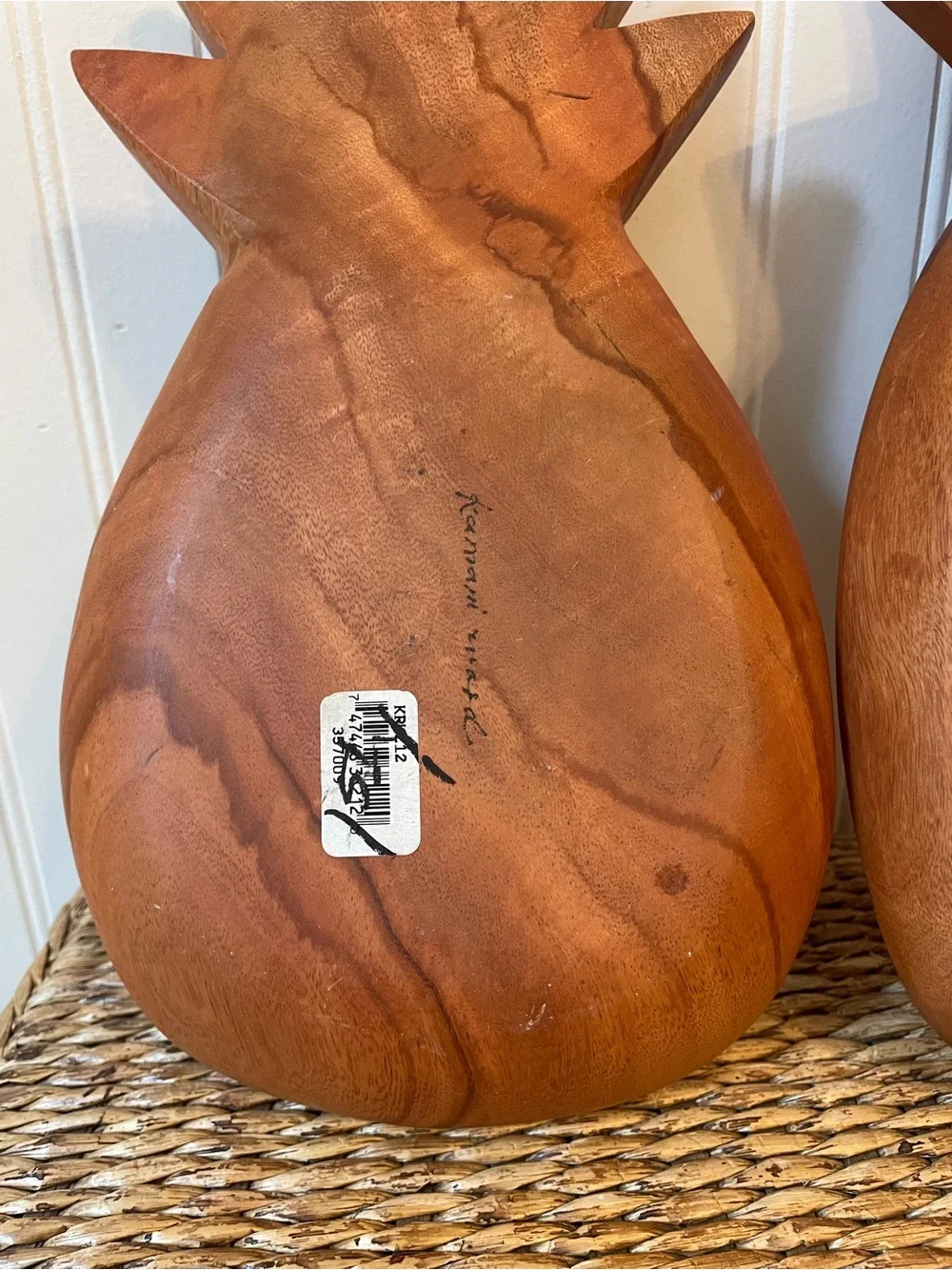 Handcrafted Pineapple Wood Serving Bowls - Set of 2 - Brown